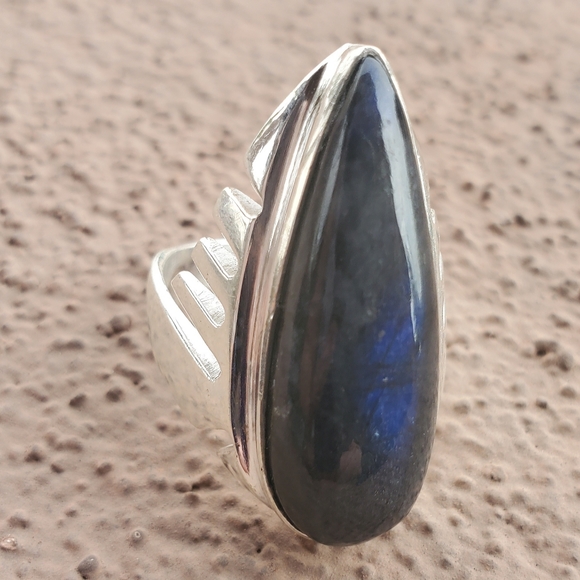 New Men's Iolite Sunstone Silver Statement Ring. - Picture 5 of 16